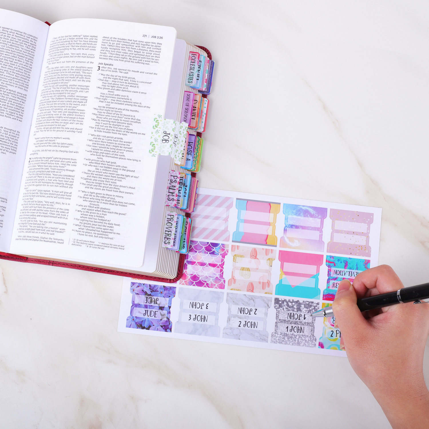 colorful-floral-bible-tabs-laminated-with-matte-film-cute-bible-tabs